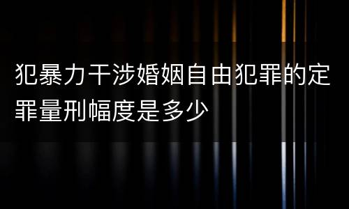 犯暴力干涉婚姻自由犯罪的定罪量刑幅度是多少