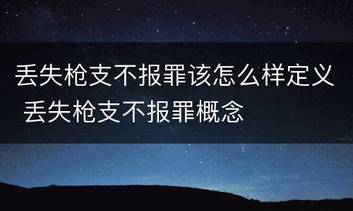 丢失枪支不报罪该怎么样定义 丢失枪支不报罪概念