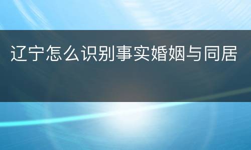 辽宁怎么识别事实婚姻与同居