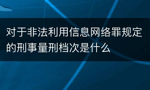 对于非法利用信息网络罪规定的刑事量刑档次是什么