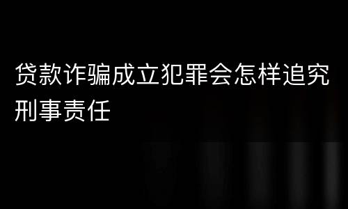贷款诈骗成立犯罪会怎样追究刑事责任