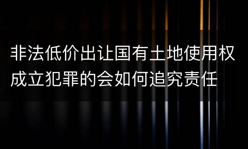 非法低价出让国有土地使用权成立犯罪的会如何追究责任