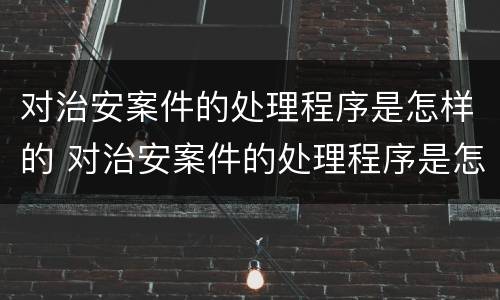 对治安案件的处理程序是怎样的 对治安案件的处理程序是怎样的处罚