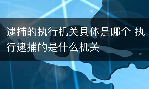 逮捕的执行机关具体是哪个 执行逮捕的是什么机关
