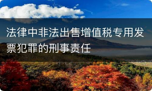 法律中非法出售增值税专用发票犯罪的刑事责任