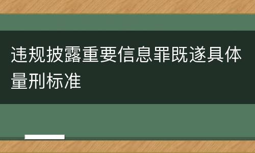 违规披露重要信息罪既遂具体量刑标准