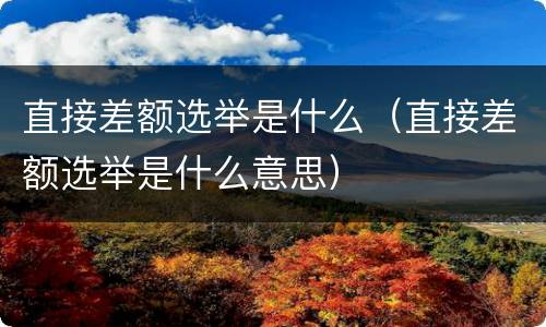 直接差额选举是什么（直接差额选举是什么意思）