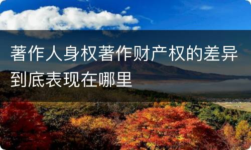 著作人身权著作财产权的差异到底表现在哪里
