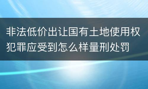 非法低价出让国有土地使用权犯罪应受到怎么样量刑处罚