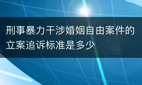 刑事暴力干涉婚姻自由案件的立案追诉标准是多少