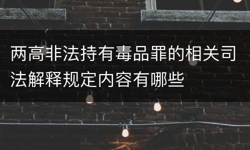 两高非法持有毒品罪的相关司法解释规定内容有哪些