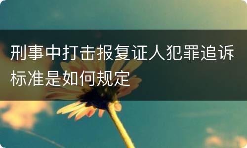 刑事中打击报复证人犯罪追诉标准是如何规定