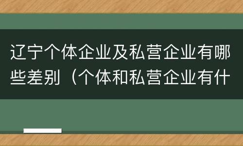 辽宁个体企业及私营企业有哪些差别（个体和私营企业有什么区别）