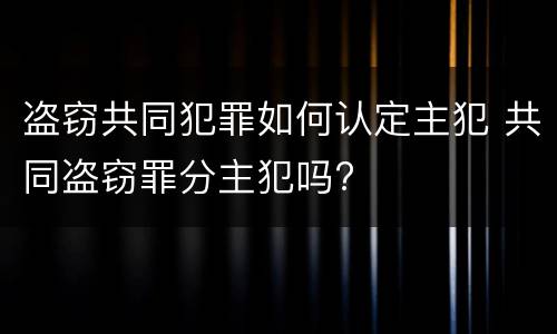 盗窃共同犯罪如何认定主犯 共同盗窃罪分主犯吗?