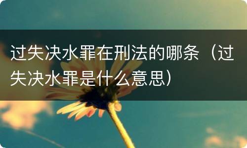 过失决水罪在刑法的哪条（过失决水罪是什么意思）