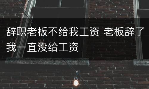 辞职老板不给我工资 老板辞了我一直没给工资
