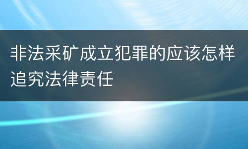 非法采矿成立犯罪的应该怎样追究法律责任