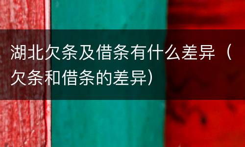 湖北欠条及借条有什么差异（欠条和借条的差异）