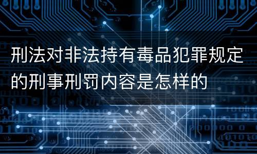 刑法对非法持有毒品犯罪规定的刑事刑罚内容是怎样的