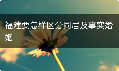 福建要怎样区分同居及事实婚姻