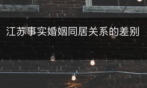 江苏事实婚姻同居关系的差别