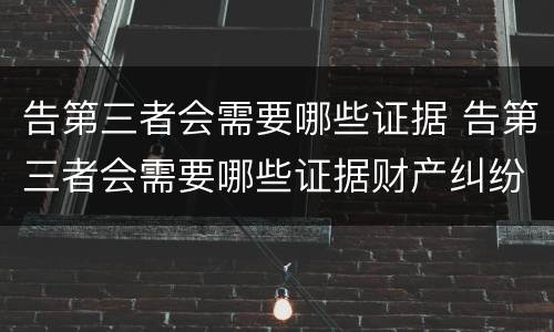 告第三者会需要哪些证据 告第三者会需要哪些证据财产纠纷
