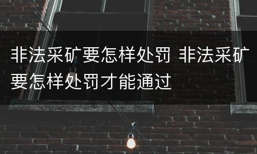 非法采矿要怎样处罚 非法采矿要怎样处罚才能通过