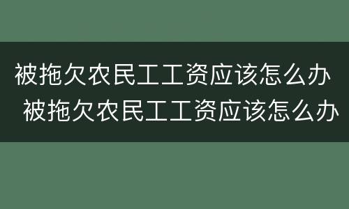被拖欠农民工工资应该怎么办 被拖欠农民工工资应该怎么办呢