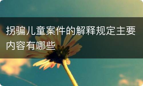 拐骗儿童案件的解释规定主要内容有哪些