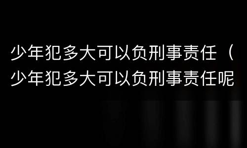 少年犯多大可以负刑事责任（少年犯多大可以负刑事责任呢）