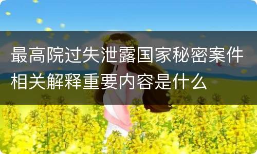 最高院过失泄露国家秘密案件相关解释重要内容是什么