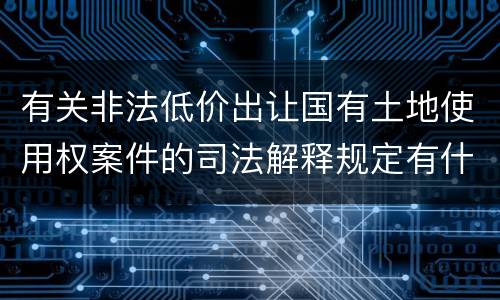 有关非法低价出让国有土地使用权案件的司法解释规定有什么主要内容