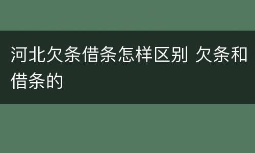 河北欠条借条怎样区别 欠条和借条的