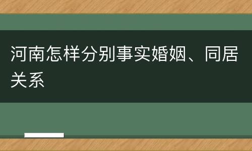 河南怎样分别事实婚姻、同居关系