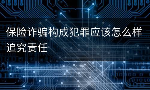 保险诈骗构成犯罪应该怎么样追究责任