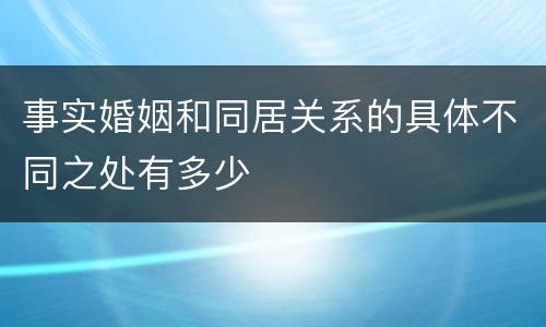 事实婚姻和同居关系的具体不同之处有多少