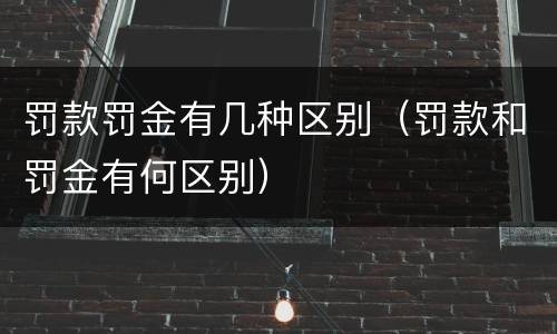 罚款罚金有几种区别（罚款和罚金有何区别）