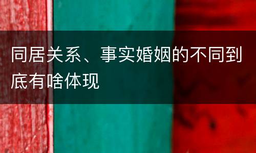 同居关系、事实婚姻的不同到底有啥体现