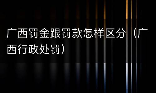 广西罚金跟罚款怎样区分（广西行政处罚）