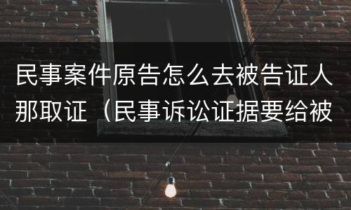 民事案件原告怎么去被告证人那取证（民事诉讼证据要给被告吗）
