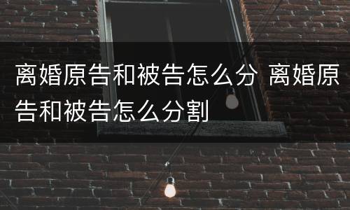 离婚原告和被告怎么分 离婚原告和被告怎么分割