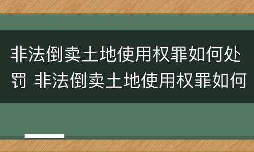 非法倒卖土地使用权罪如何处罚 非法倒卖土地使用权罪如何处罚的