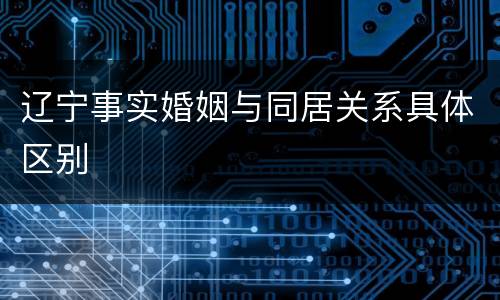 辽宁事实婚姻与同居关系具体区别