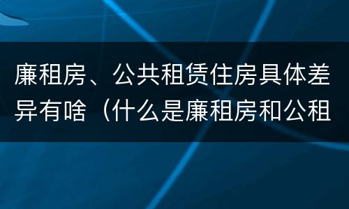 廉租房、公共租赁住房具体差异有啥（什么是廉租房和公租房两个有什么特点）