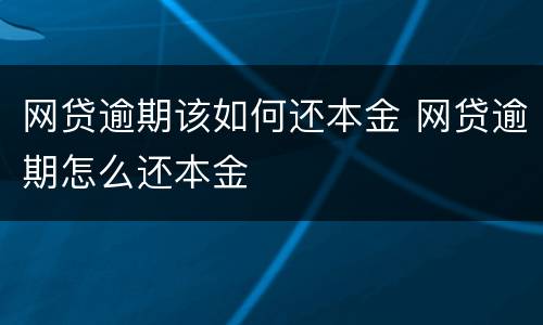 网贷逾期该如何还本金 网贷逾期怎么还本金