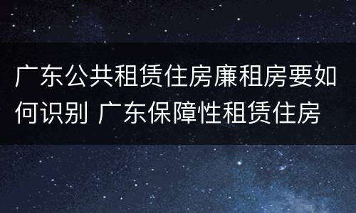 广东公共租赁住房廉租房要如何识别 广东保障性租赁住房