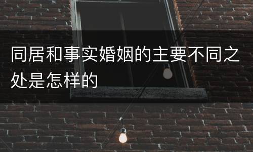 同居和事实婚姻的主要不同之处是怎样的
