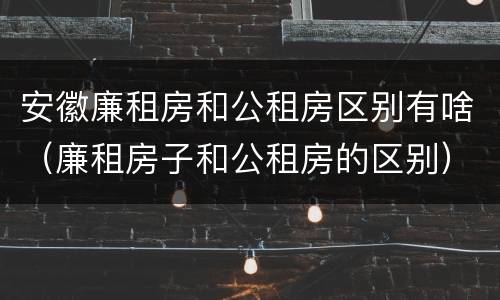 安徽廉租房和公租房区别有啥（廉租房子和公租房的区别）