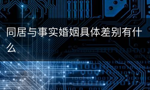 同居与事实婚姻具体差别有什么