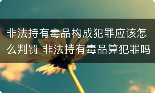 非法持有毒品构成犯罪应该怎么判罚 非法持有毒品算犯罪吗